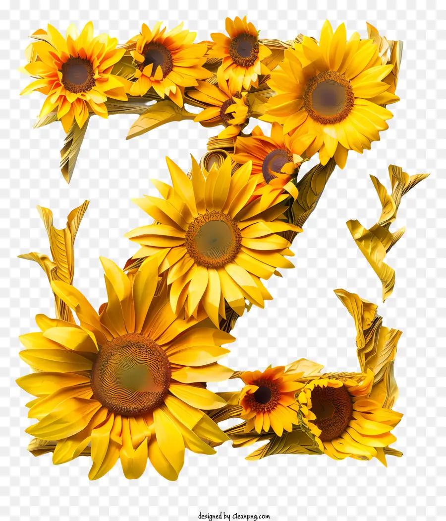 Letra Floral Z，Los Girasoles PNG