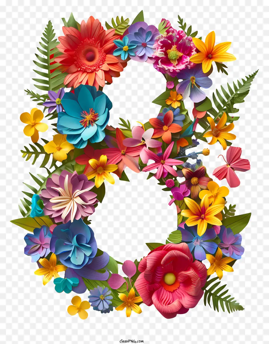 Número Floral Ocho，Numero 2 PNG