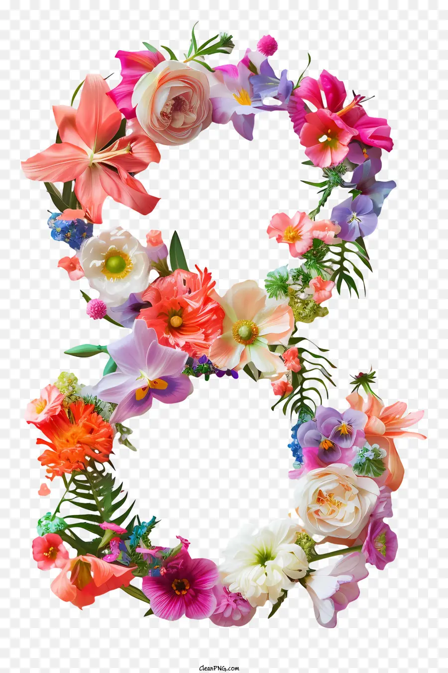 Número Floral Ocho，Flor Número Ocho PNG