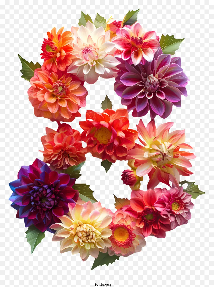 Número Floral Ocho，Flor Número Ocho PNG