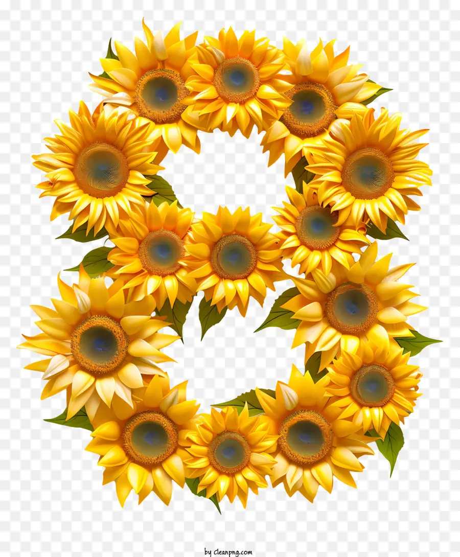 Número Floral Ocho，Letra De Girasol C PNG