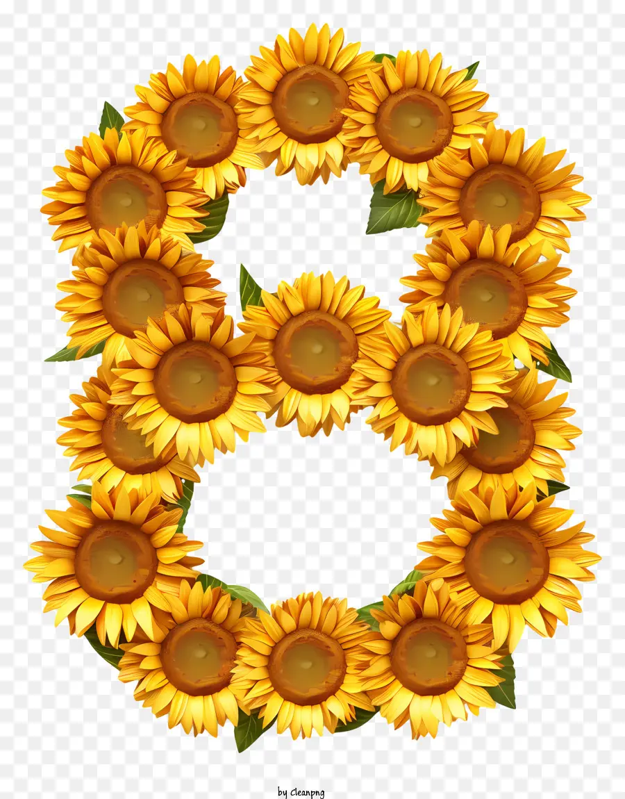 Floral Número Ocho，Girasol Número 8 PNG