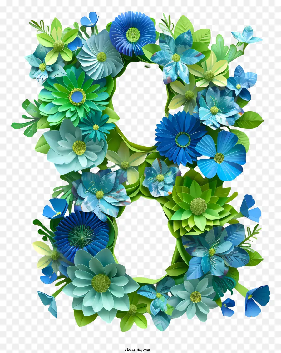 Floral Número Ocho，Diseño Floral 3d PNG