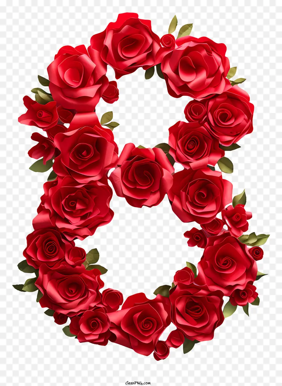 Número Ocho，Rosas Rojas PNG