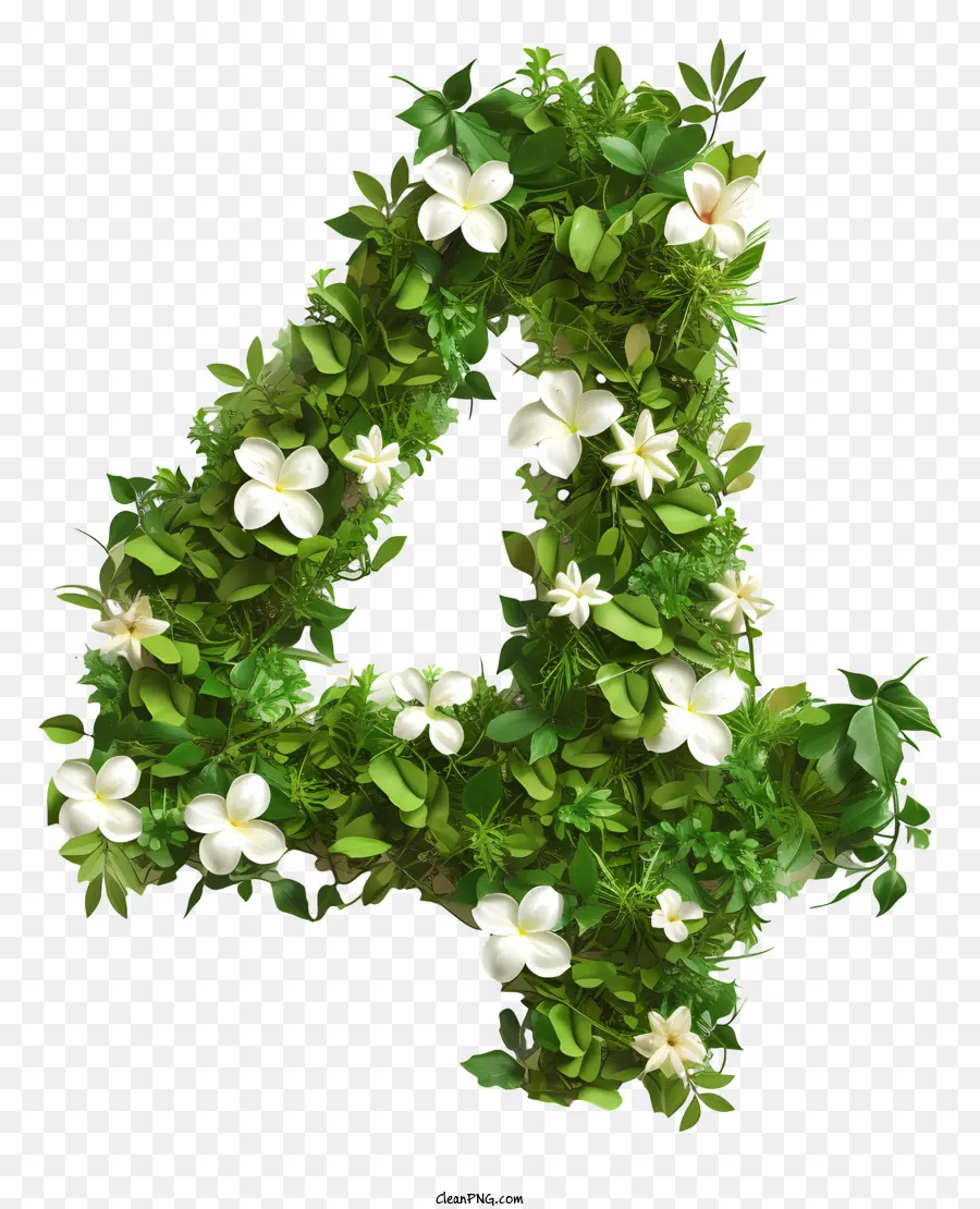 Flores Número 4，Carta Verde PNG