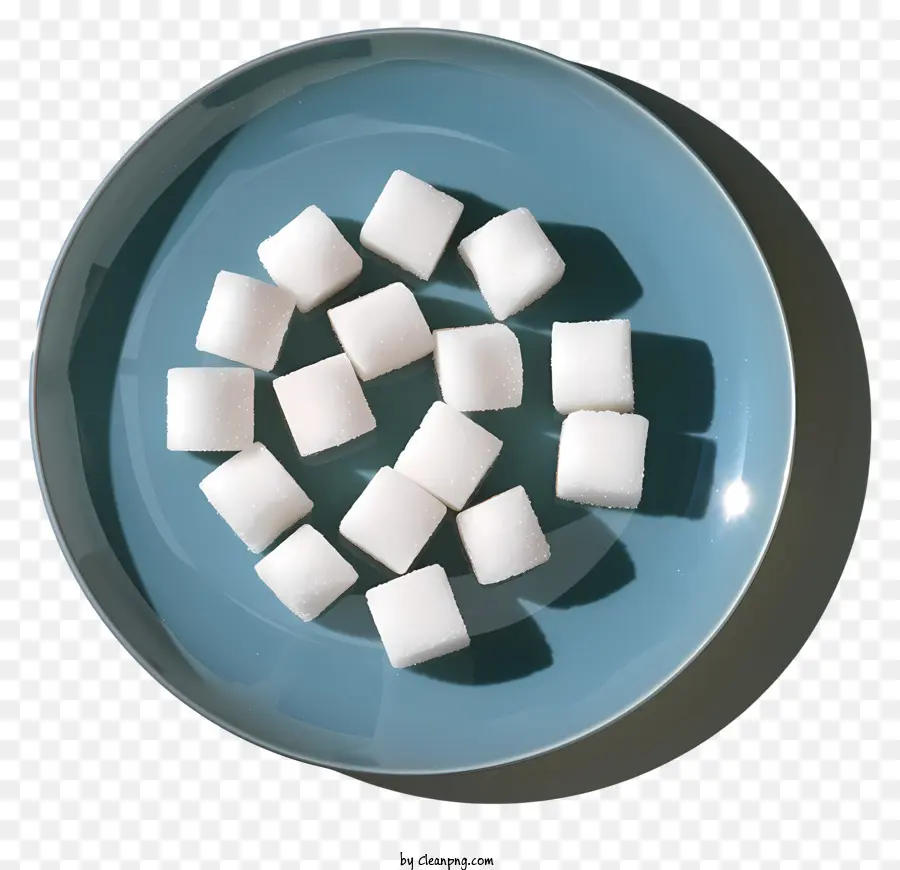 Cubos De Azúcar，Plato Azul PNG