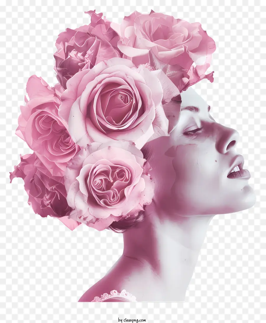 Mujer Con Rosas，Mujer Con Corona De Flores PNG