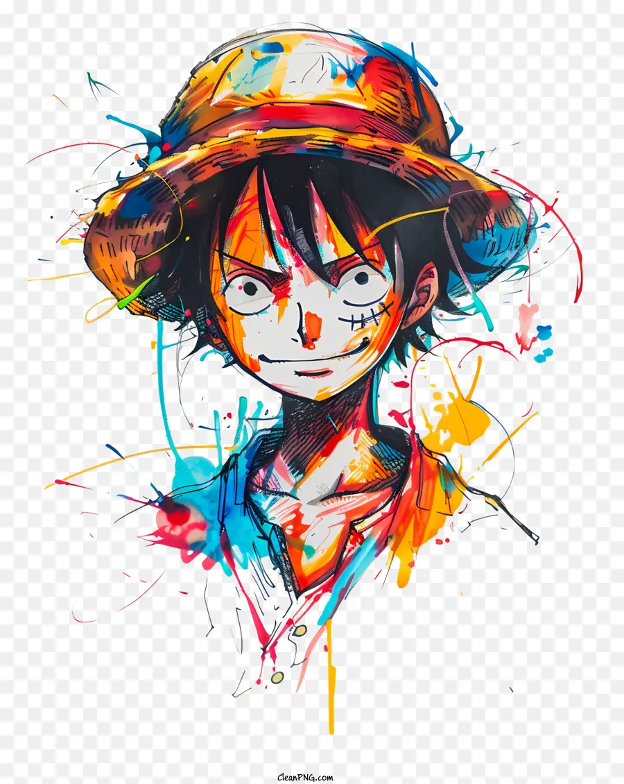 One Piece Luffy，Pintura PNG