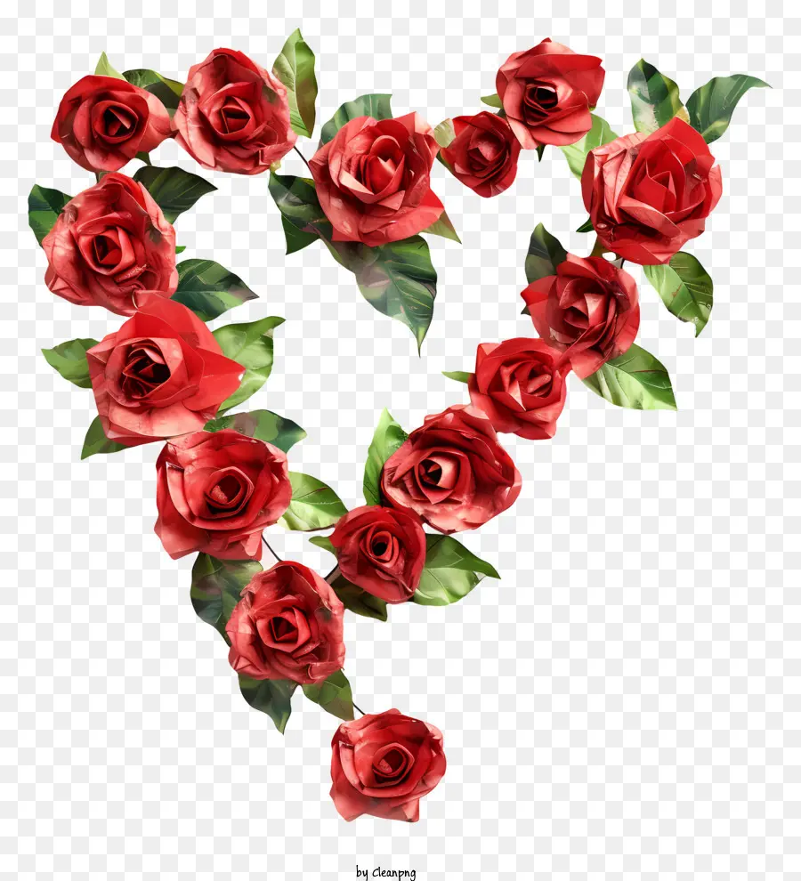 Corazón Floral，Rosas Rojas PNG