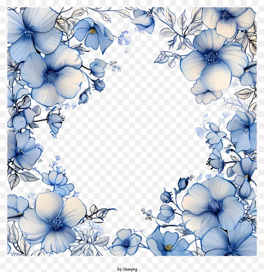 Marco De Vid De Flores Azules，Floral Corona PNG