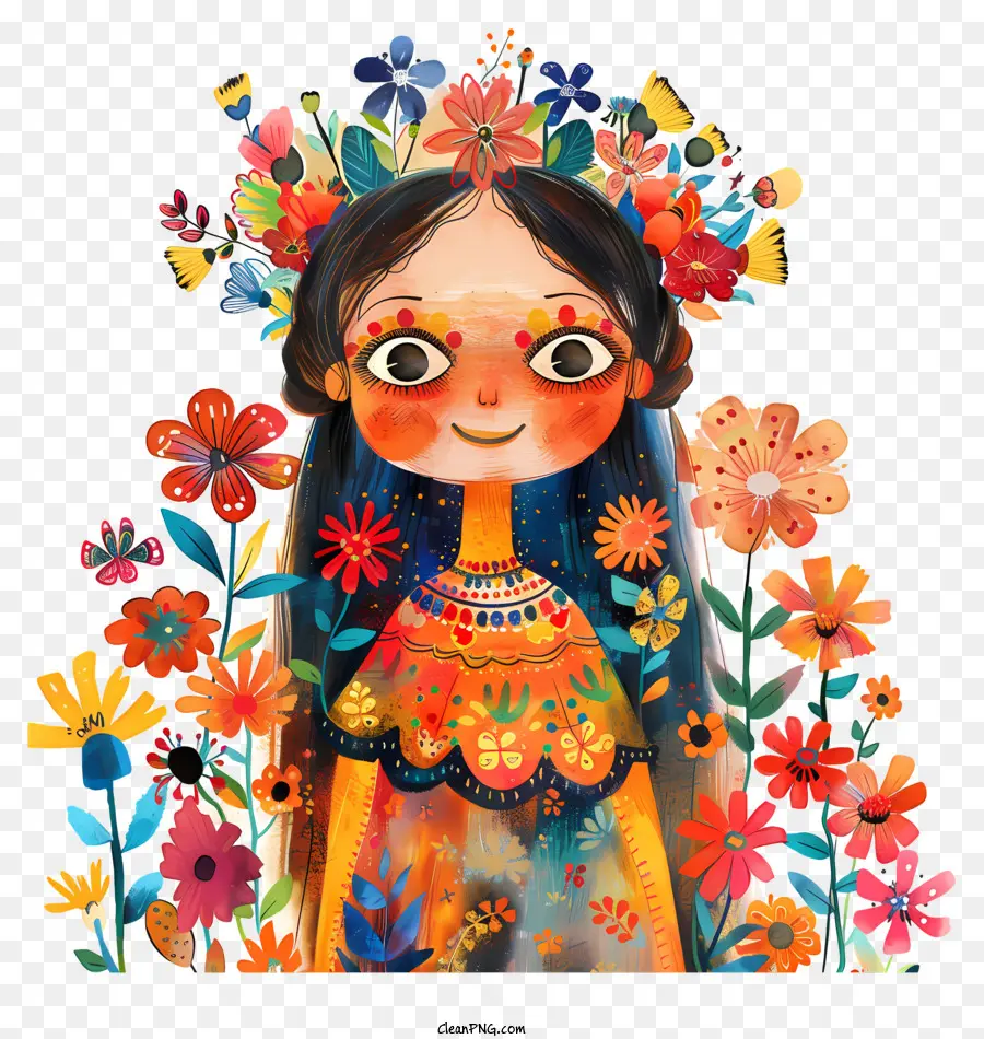 Niña，Ropa Mexicana Tradicional PNG