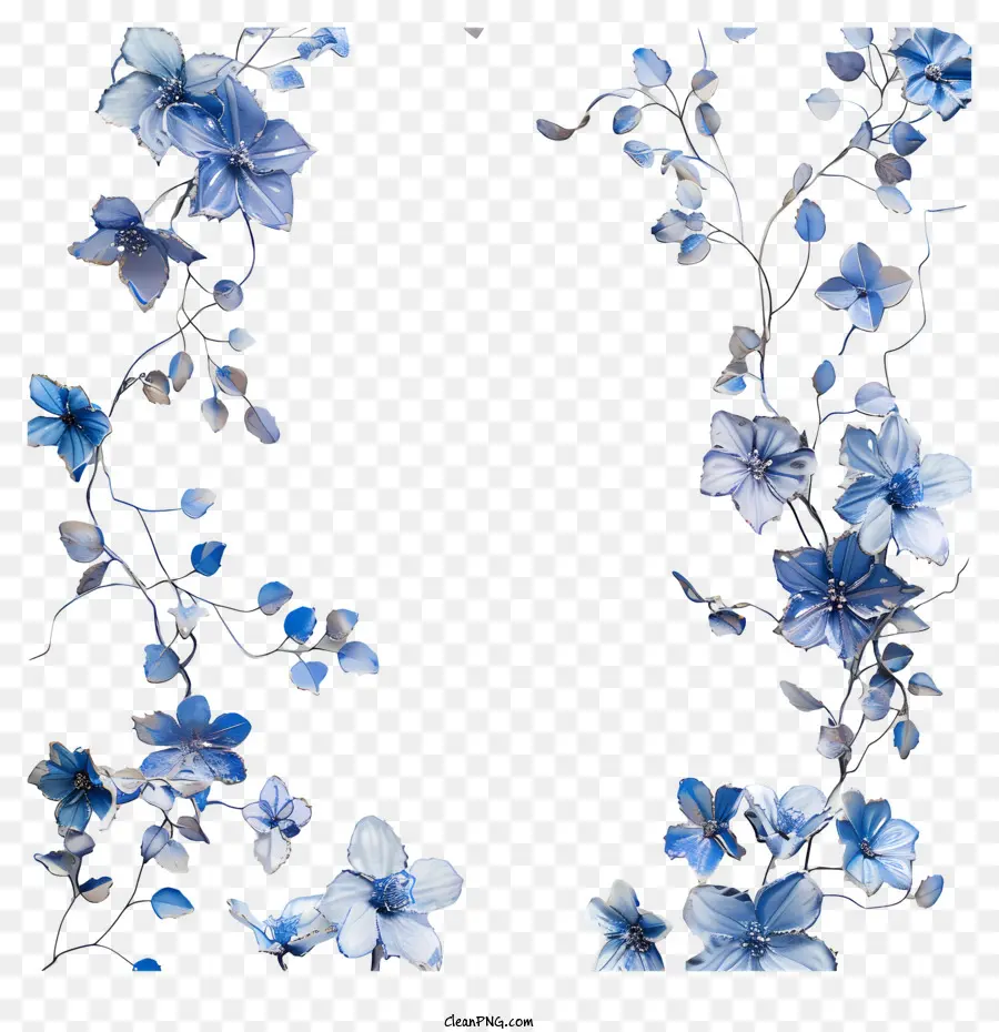 Marco De Vid De Flores Azules，Flores De Color Azul PNG