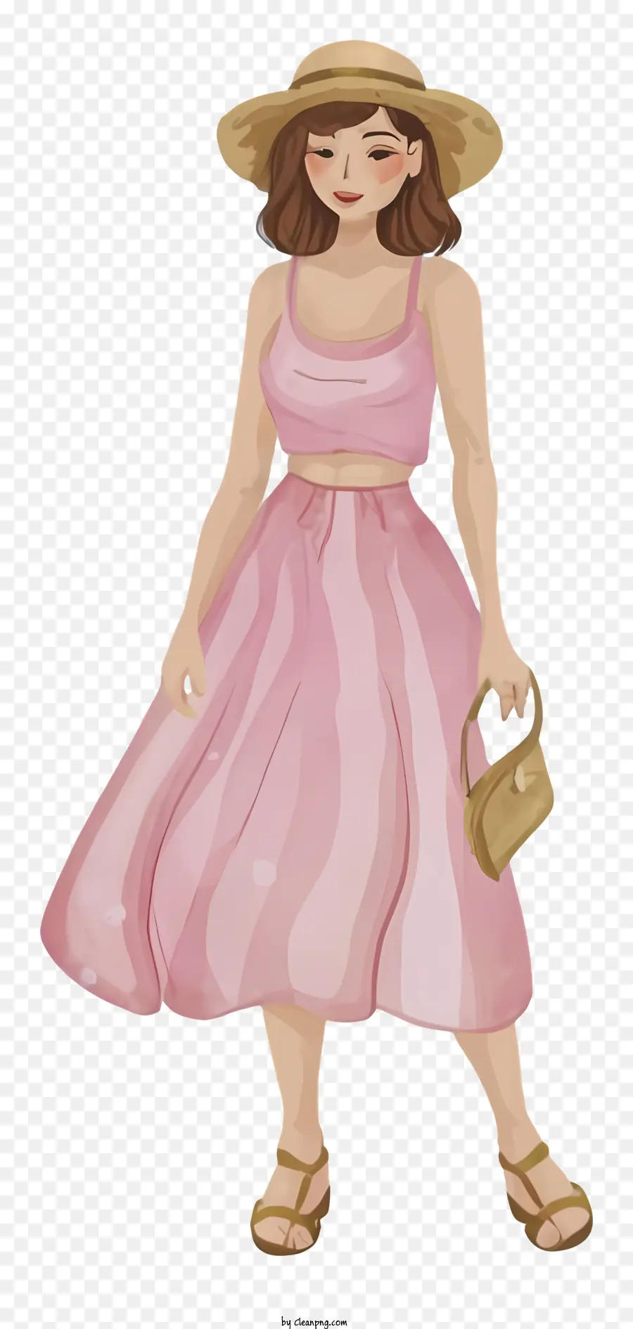 Vestido De Color Rosa，Moda Femenina PNG