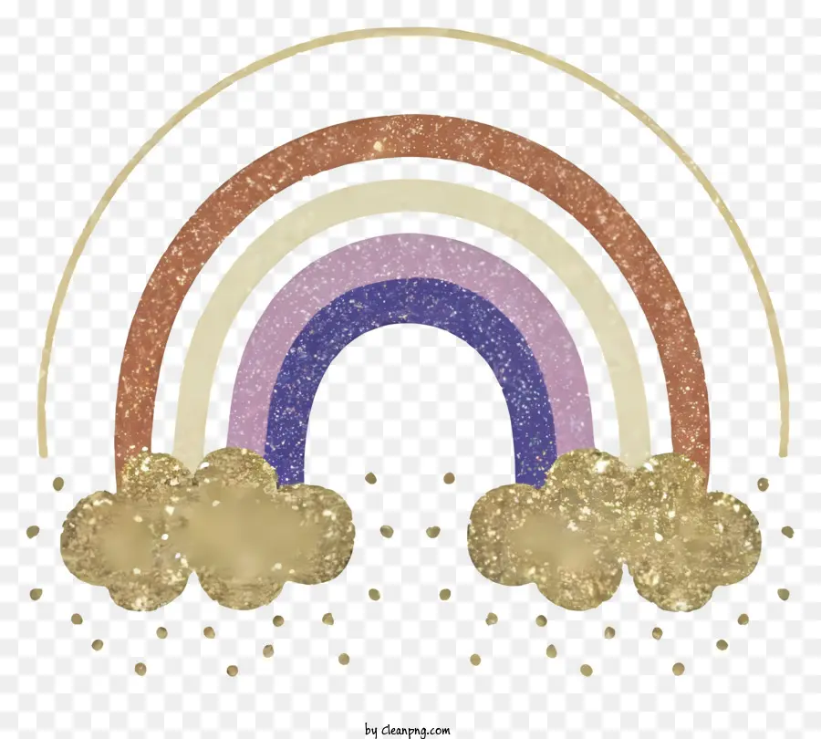 Arco Iris，Oro Glitter PNG