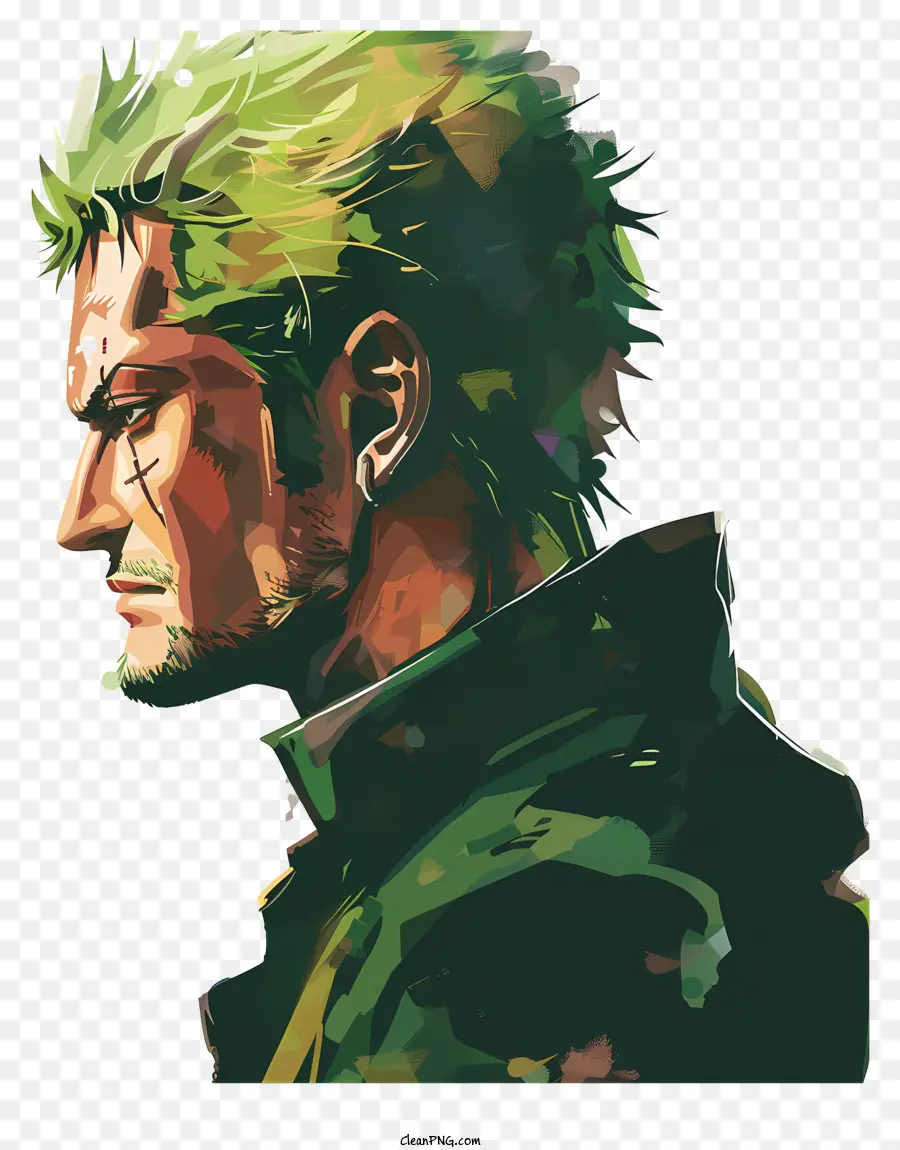 One Pieceroronoa Zoro，Personaje De Pelo Verde PNG