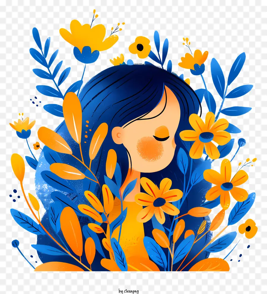 Niña，Chica Con Flores PNG