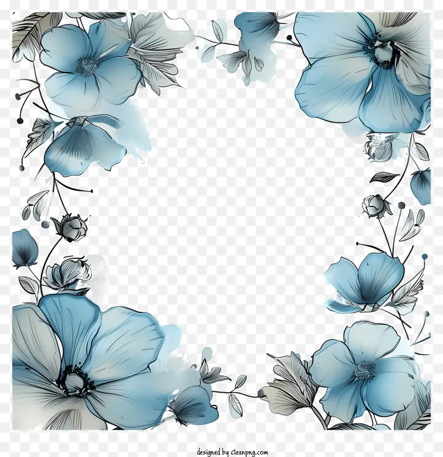 Marco De Vid De Flores Azules，Flores De Color Azul PNG