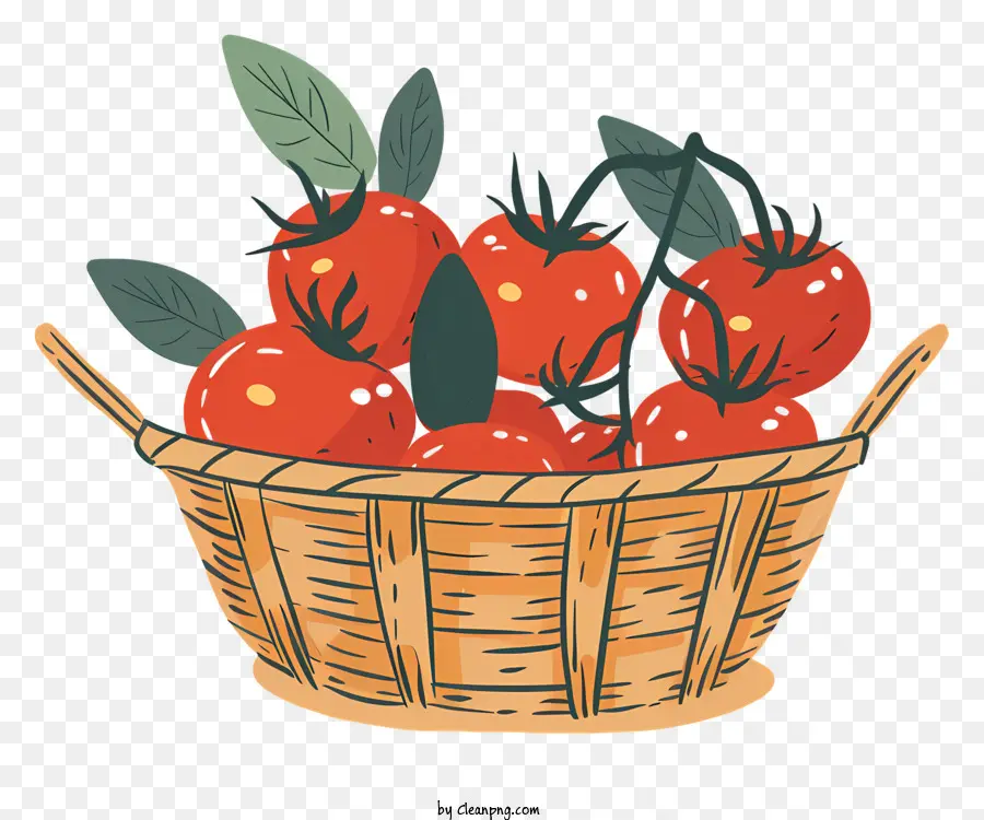 Tomate Cherry，Wicker Basket PNG
