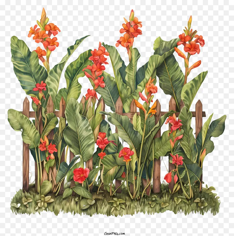 Flores De Canna Indica，Pintura De Jardín PNG