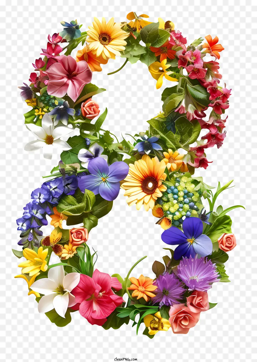 Número 8 Flores，Flor Número Ocho PNG