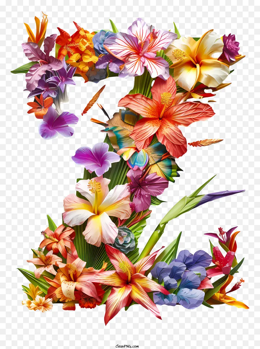 Letra Floral Z，Flores Tropicales PNG