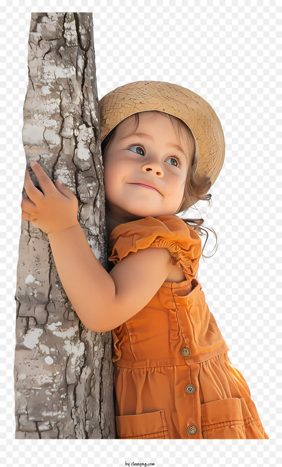 Niña Contra El árbol，Niña Abrazando Arbol PNG