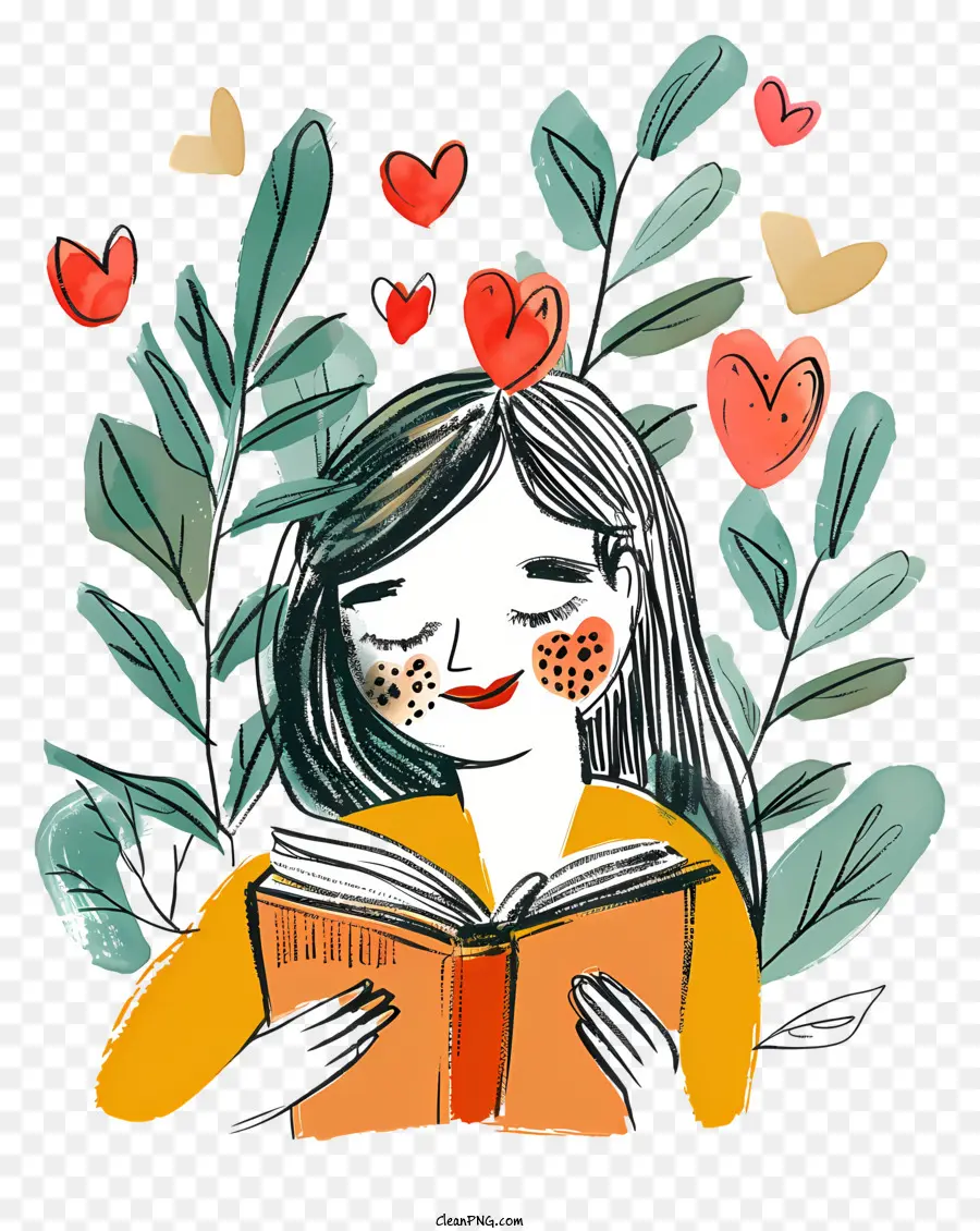 Amante De Los Libros，Chica Leyendo Un Libro PNG