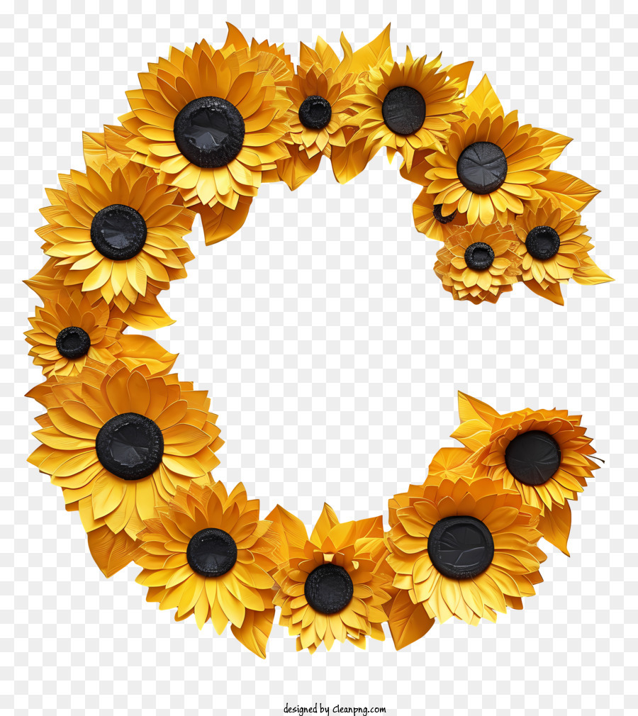 Letra Floral C，Girasol PNG