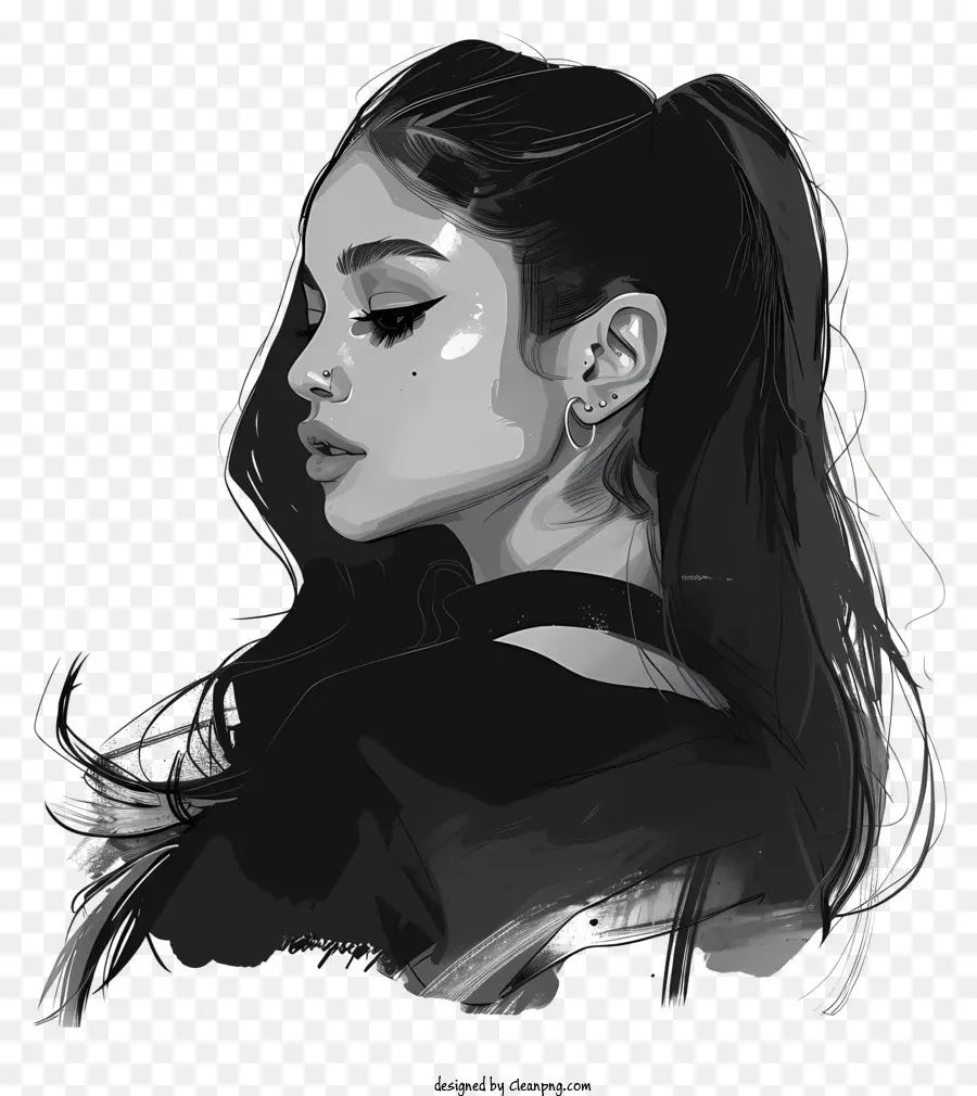 Ariana Grande，En Blanco Y Negro PNG