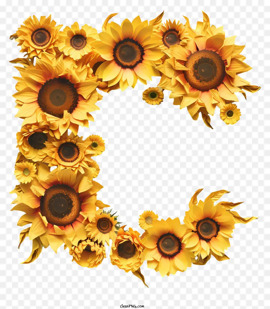 Carta Floral C，Los Girasoles PNG