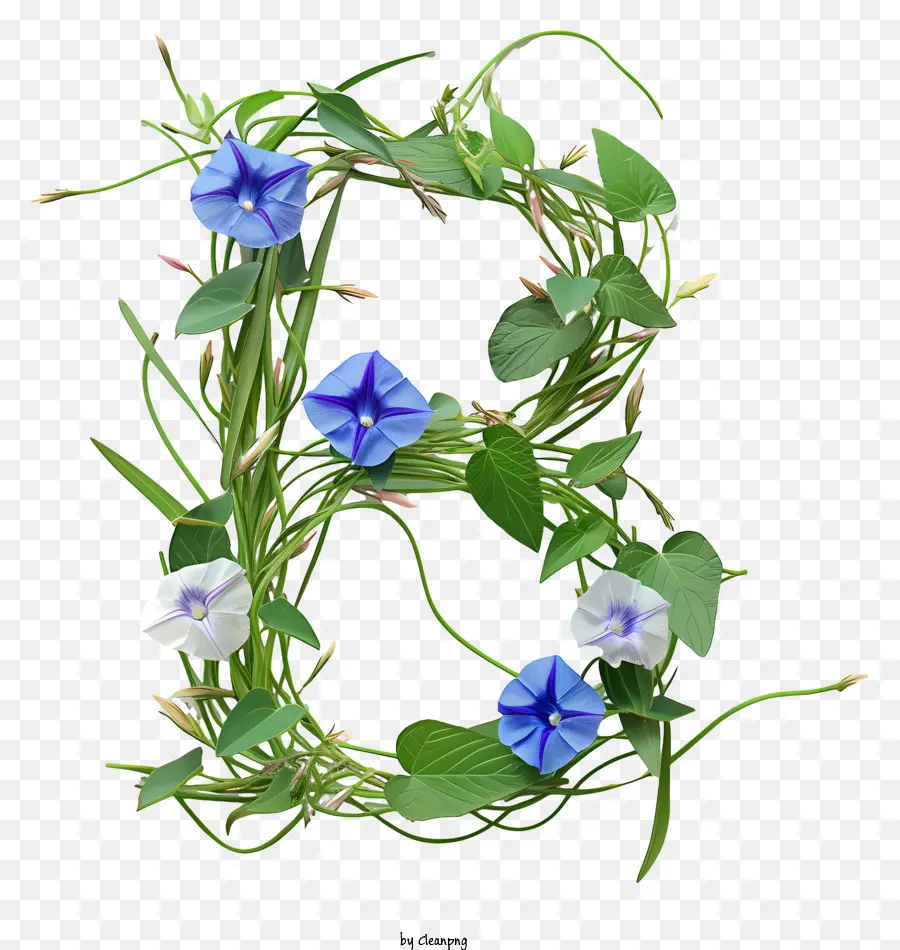 Carta Floral B，Azul Y Blanco Flores PNG