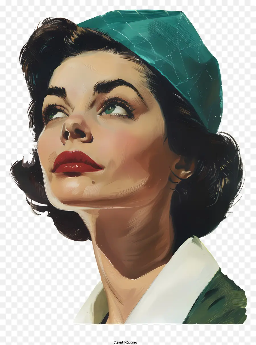 Mujer Retro De Moda，Mujer En Traje Verde Azulado PNG