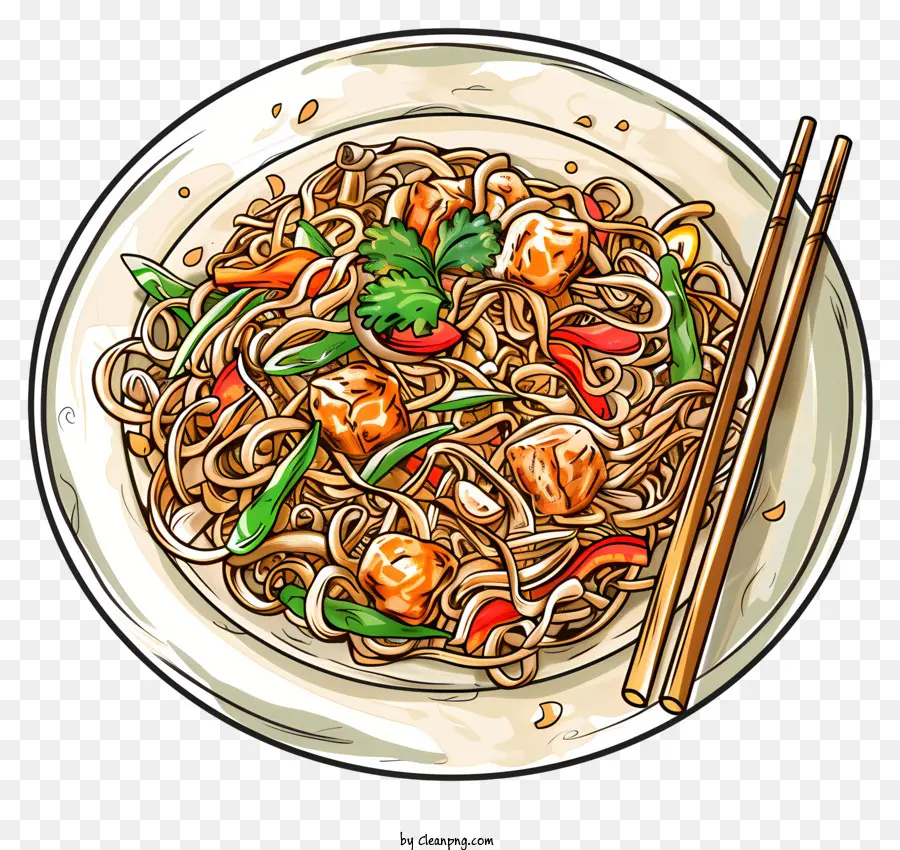 Pad Thai，Fideos Fritos PNG