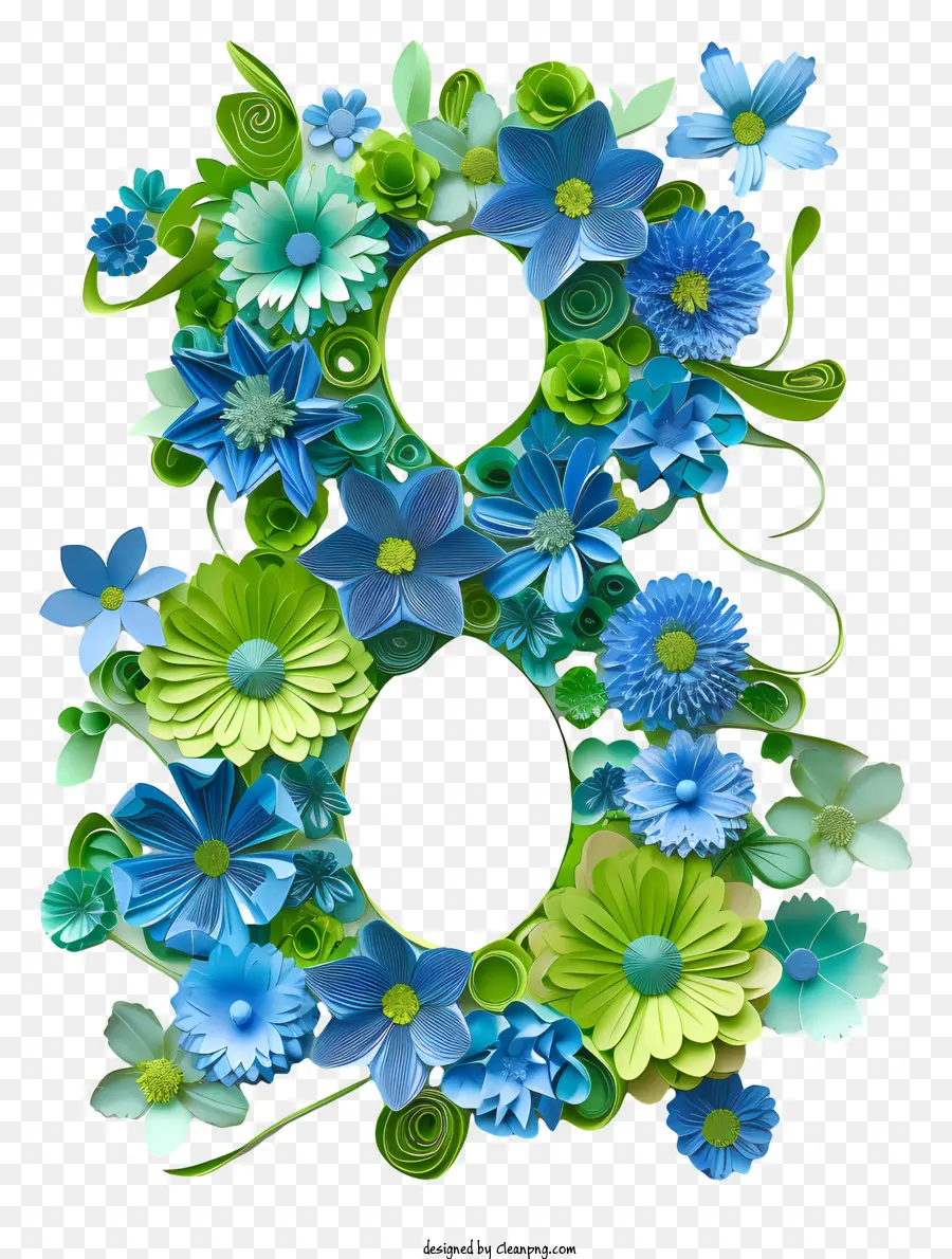 Floral Número Ocho，Flores De Color Azul PNG