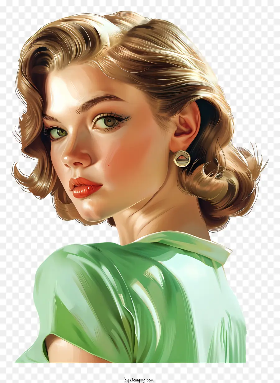 Mujer Retro De Moda，La Pintura De Retratos PNG