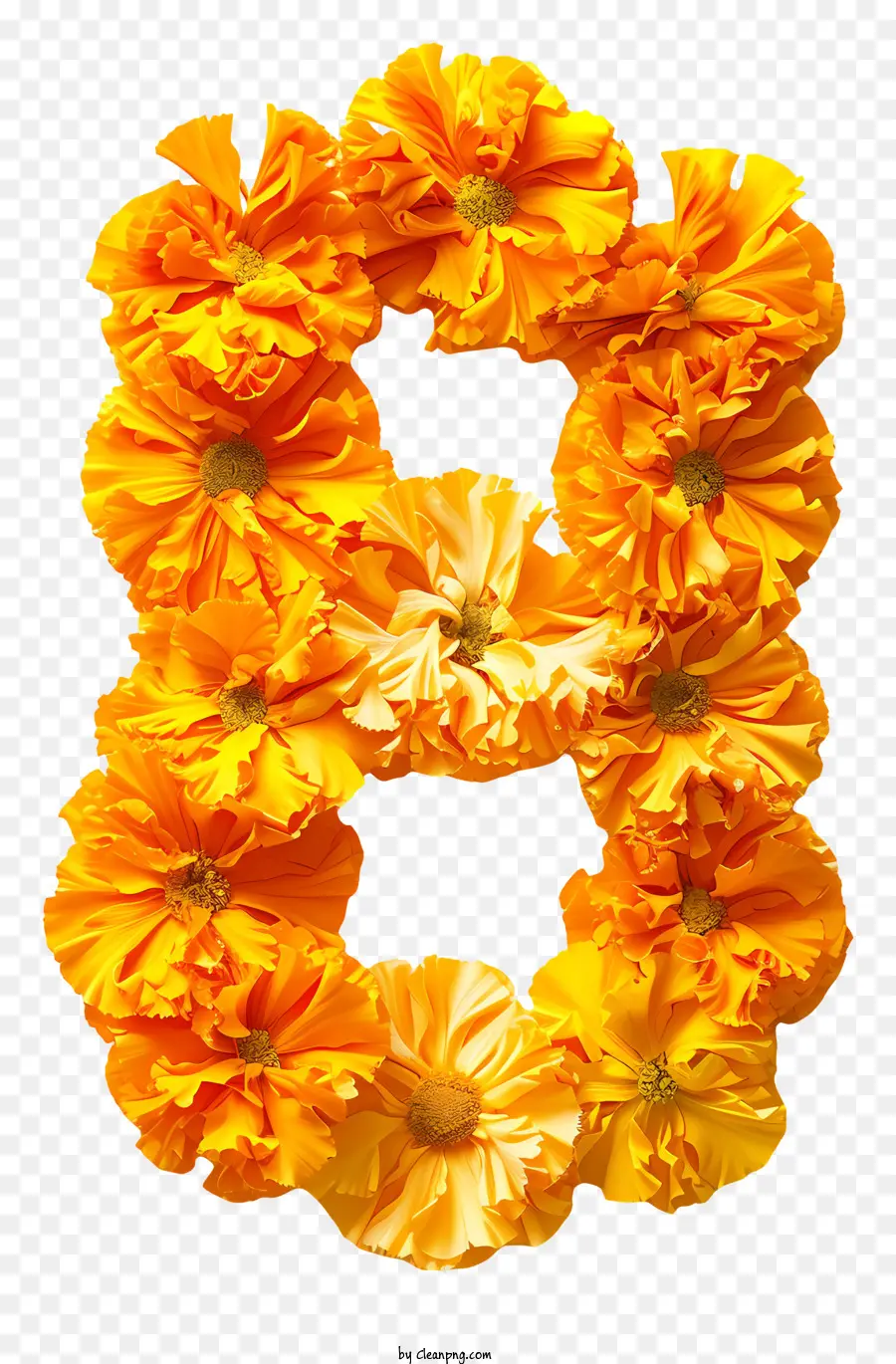 Número Floral Ocho，Número 8 Con Flores De Naranja PNG