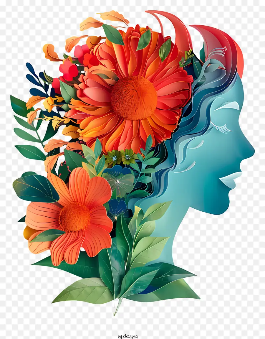 Arte De Flores Del Día De Las Mujeres，Mujer PNG