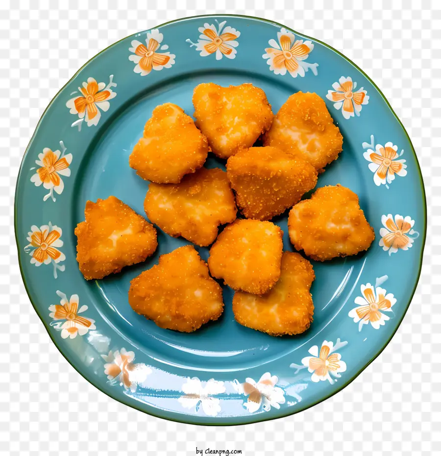 Nuggets De Pollo，Plato Azul PNG