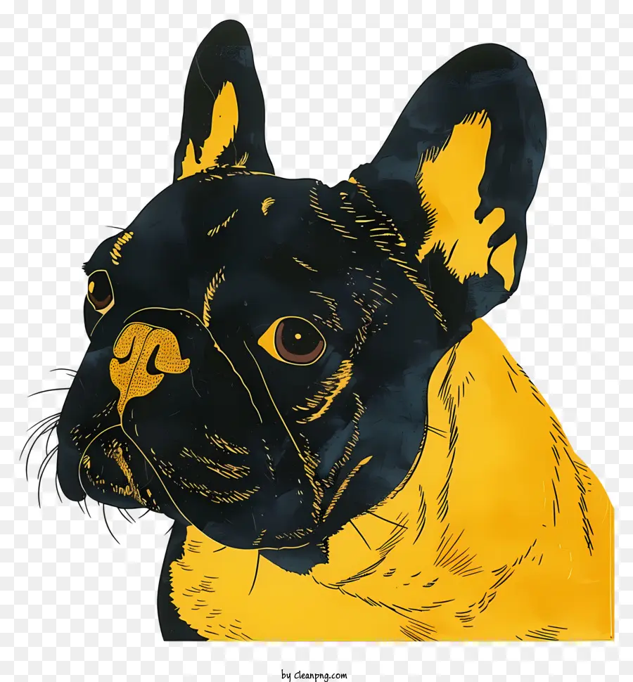 Bulldog Francés，Amarillo Y Negro PNG