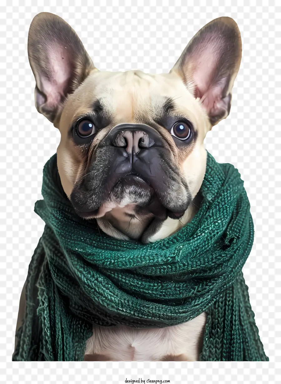 Bulldog Francés，Perro Negro Con Bufanda Verde PNG