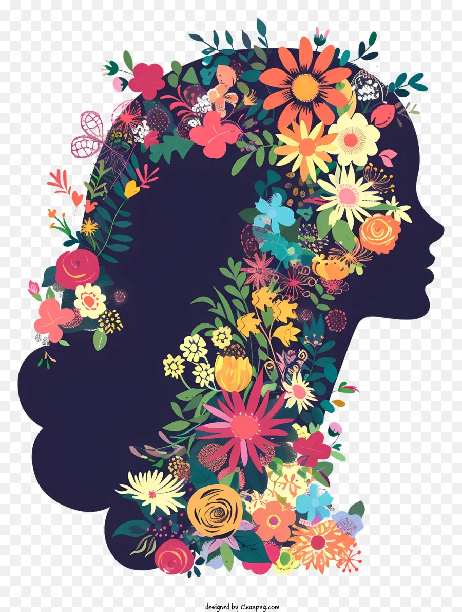 Arte Floral Del Día De La Mujer，Mujer Con Flores PNG