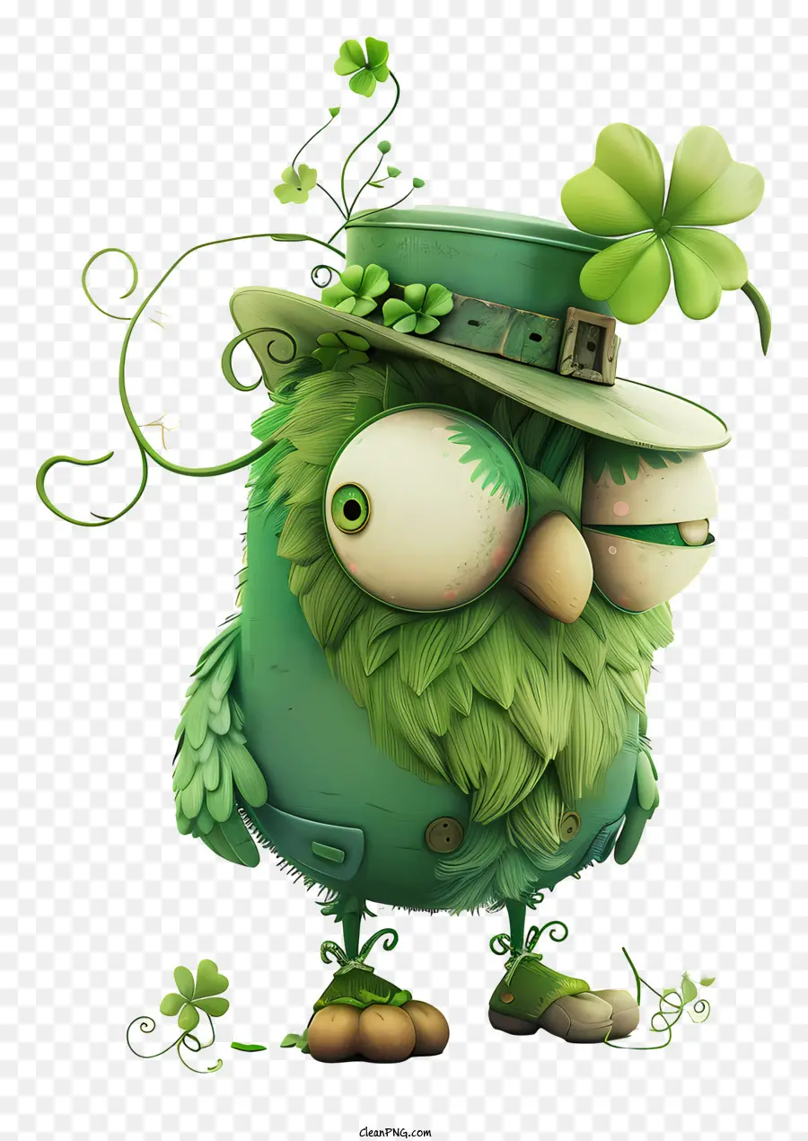 Feliz Dia De San Patricio，Búho Verde PNG