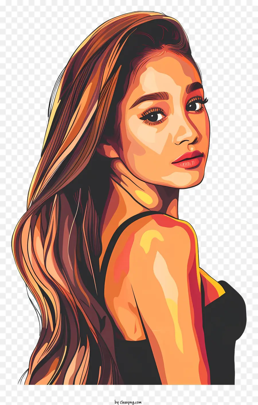 Ariana Grande，Cabello Castaño Largo Y Rizado PNG