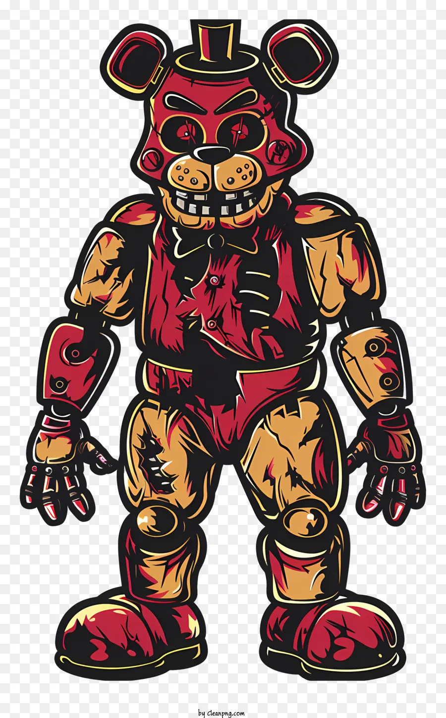 Freddy Fazbear，Disfraz Rojo Y De Oro PNG