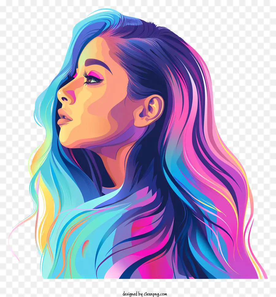 Ariana Grande，Retrato Colorido PNG