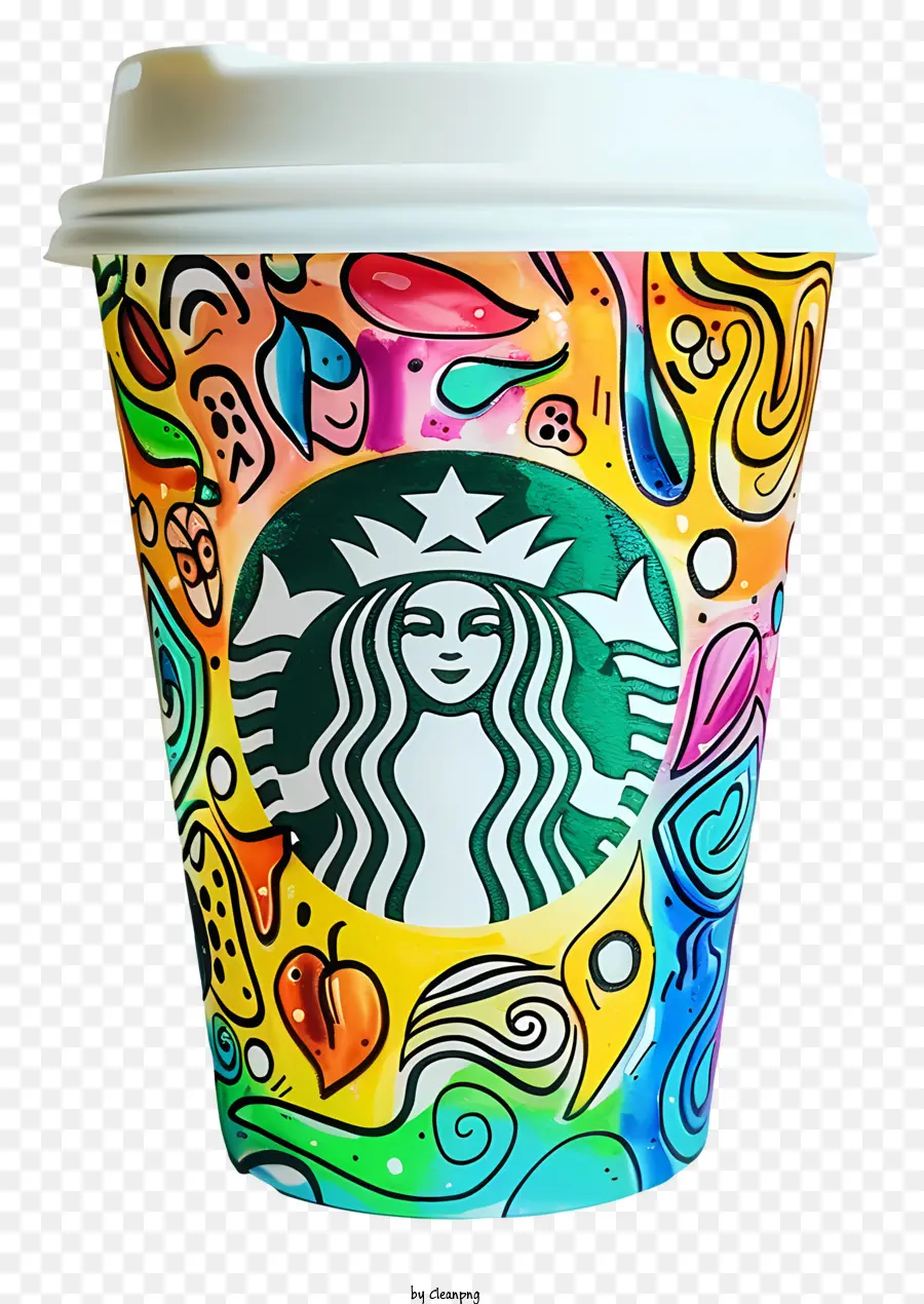 Taza De Café De Starbucks，Copa De Papel Colorida PNG