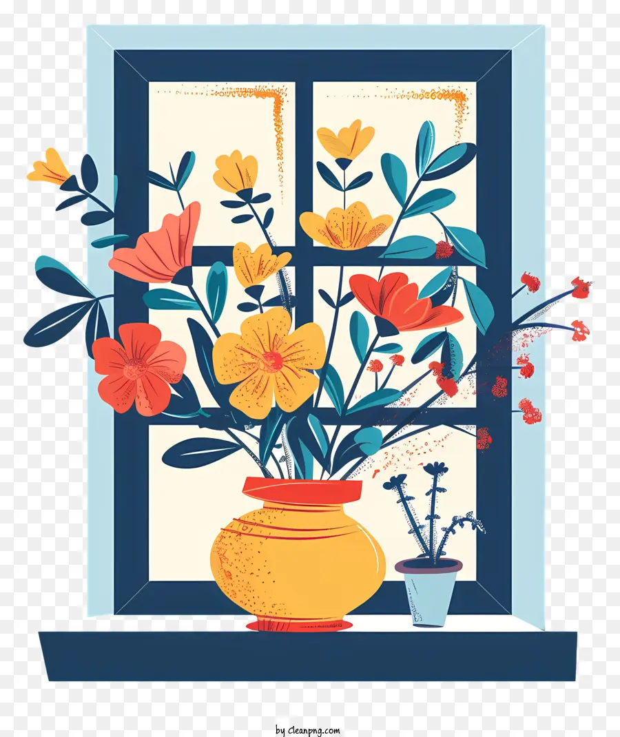 Flores De Ventana De Primavera，Florero PNG