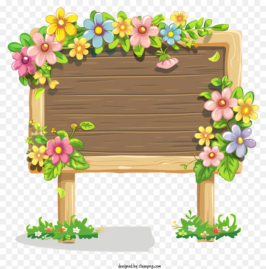 Tablero De Letrero De Flores De Primavera，Wooden Sign PNG