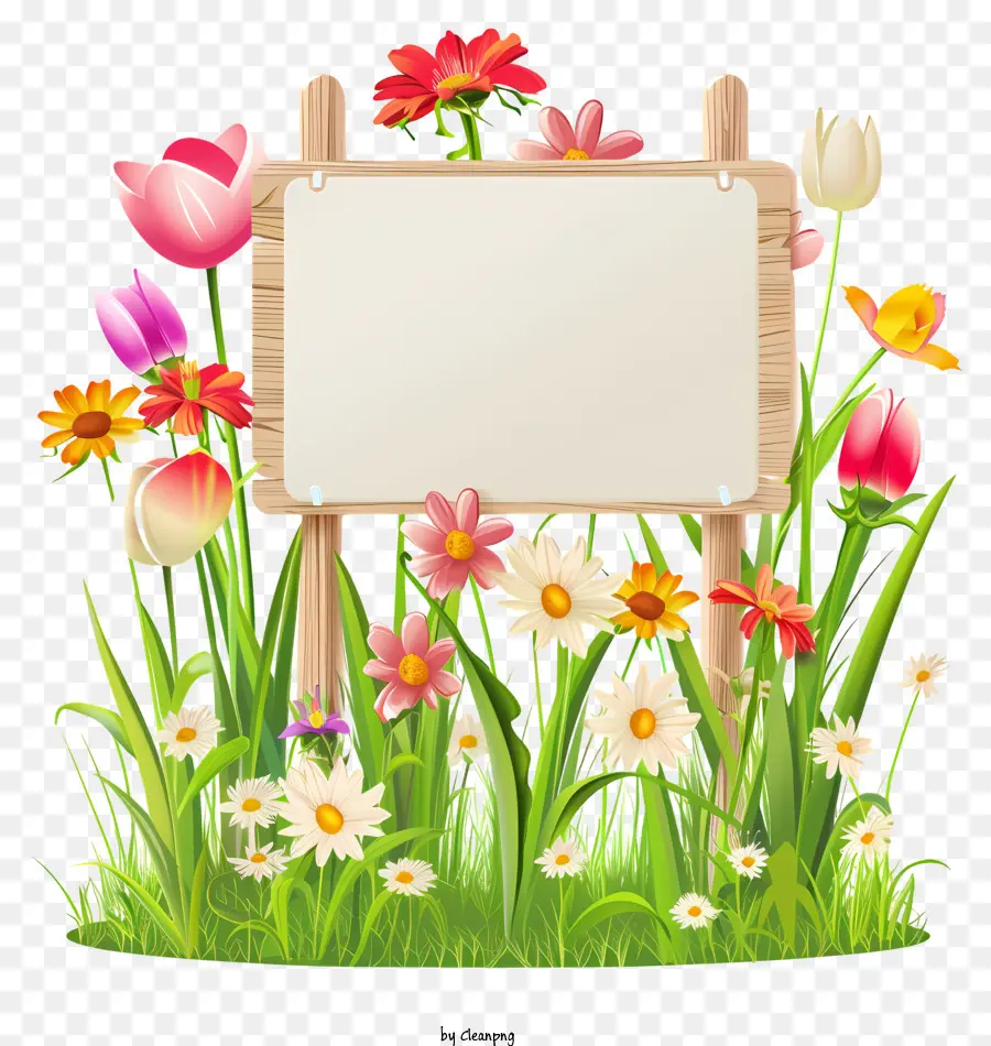 Tablero De Letrero De Flores De Primavera，Cartel De Madera PNG