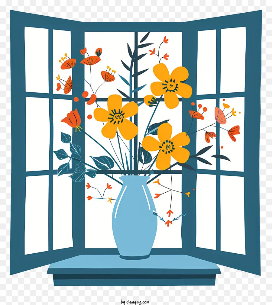 Flores De Ventana De Primavera，Florero PNG